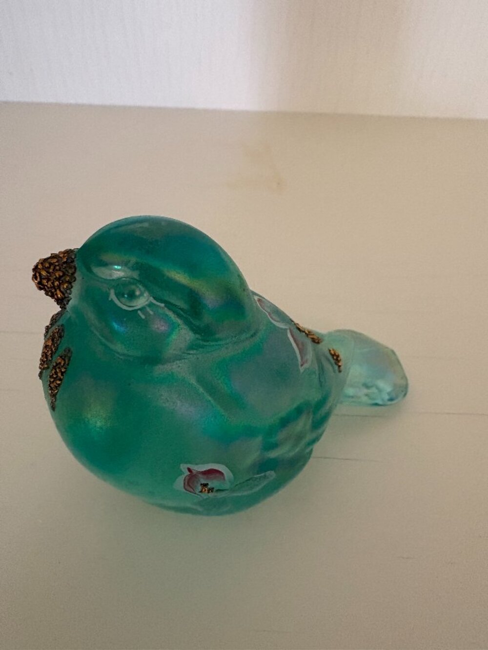 Fenton Glass Iridescent Glass Bird, Signed